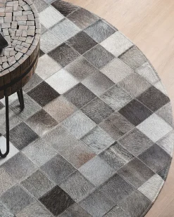 Beliani Matto Lehmannahka Harmaa 140 Cm Bergama Shop