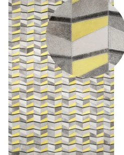 Beliani Matto Lehmannahka Harmaa/Keltainen 160 X 230 Cm Beloren Cheap