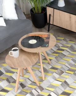 Beliani Matto Lehmannahka Harmaa/Keltainen 160 X 230 Cm Beloren Cheap