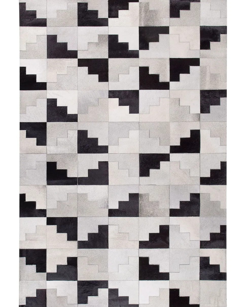 Beliani Matto Lehmannahka Musta/Harmaa 160 X 230 Cm Efirli Best