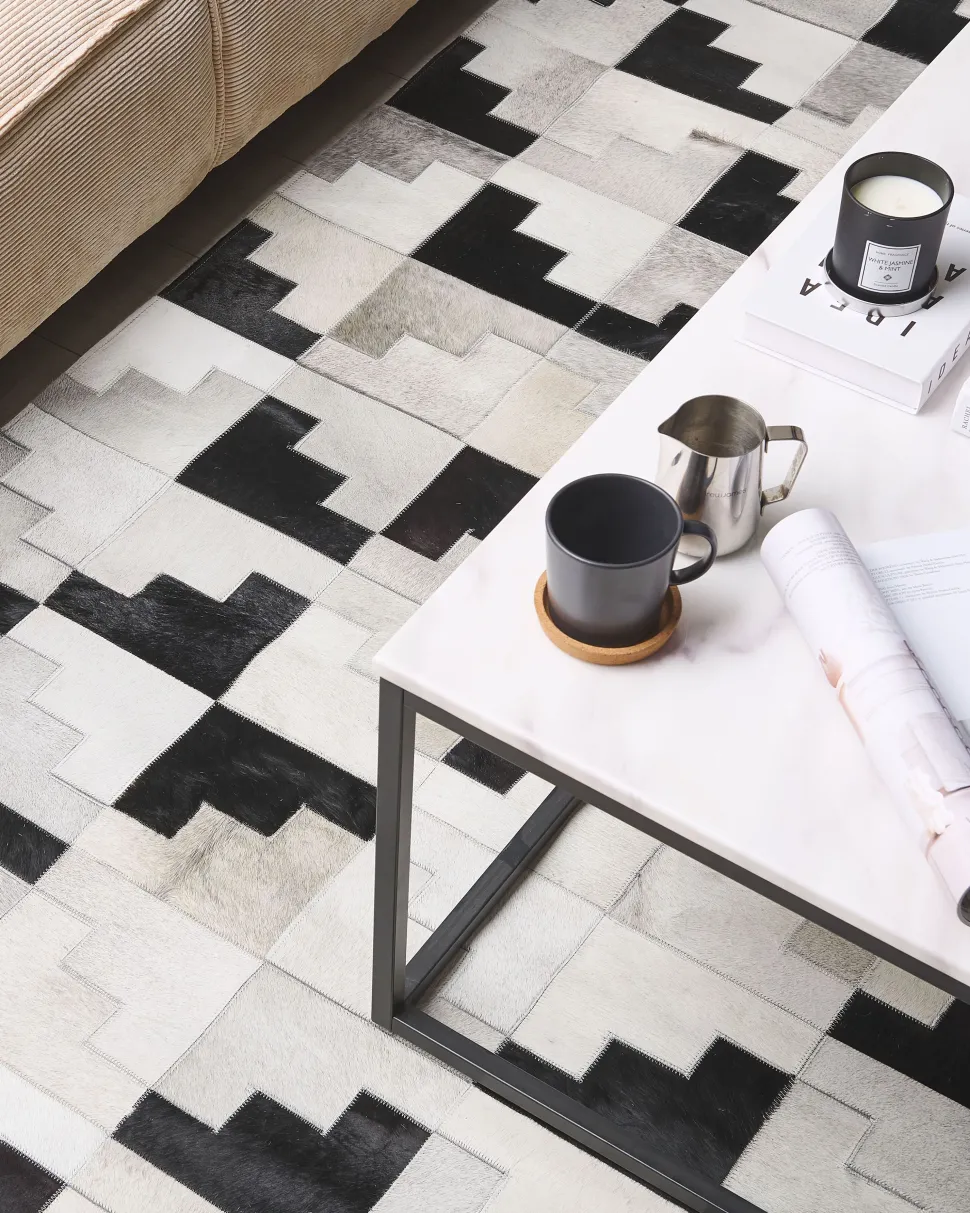 Beliani Matto Lehmannahka Musta/Harmaa 160 X 230 Cm Efirli Best