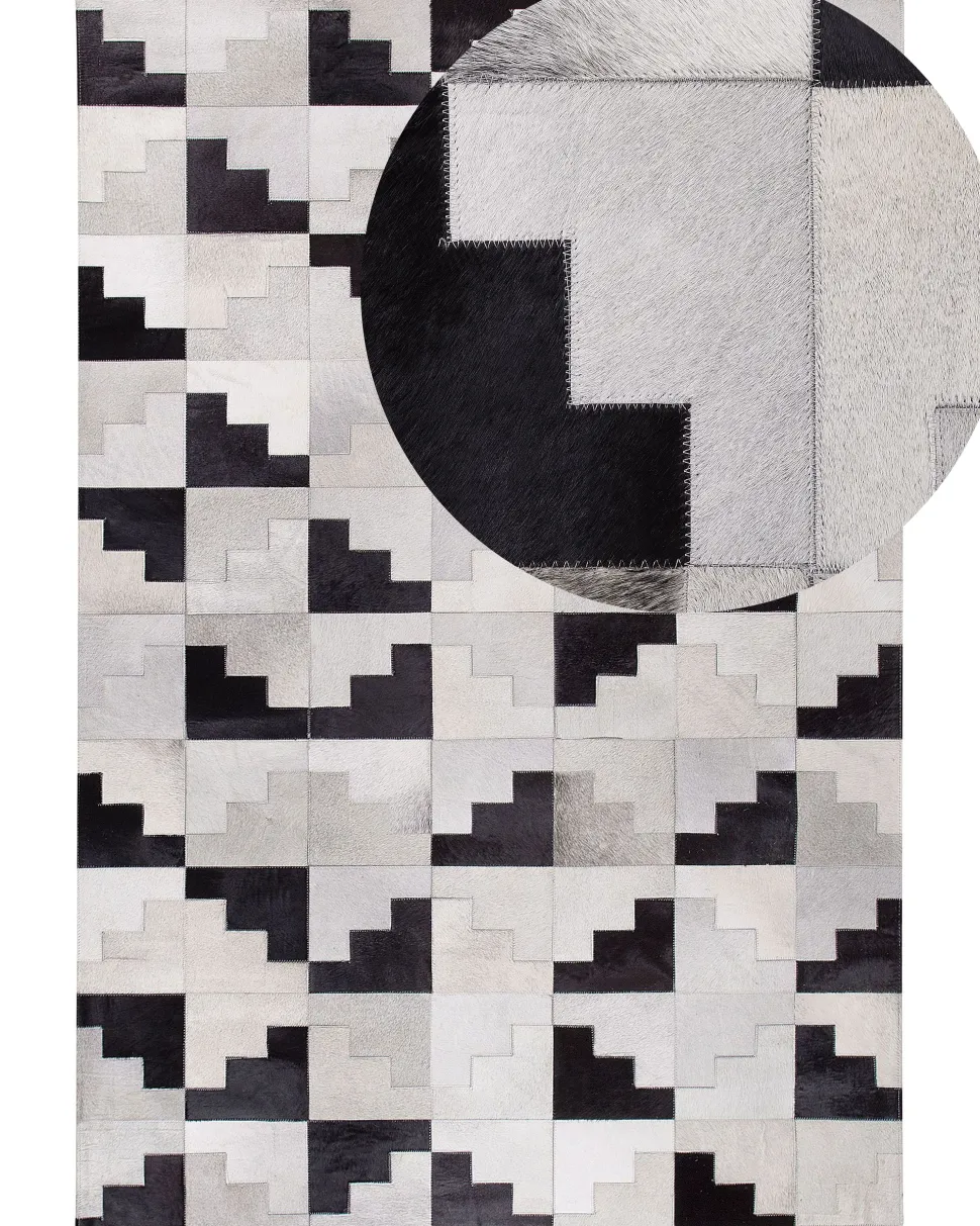 Beliani Matto Lehmannahka Musta/Harmaa 160 X 230 Cm Efirli Best