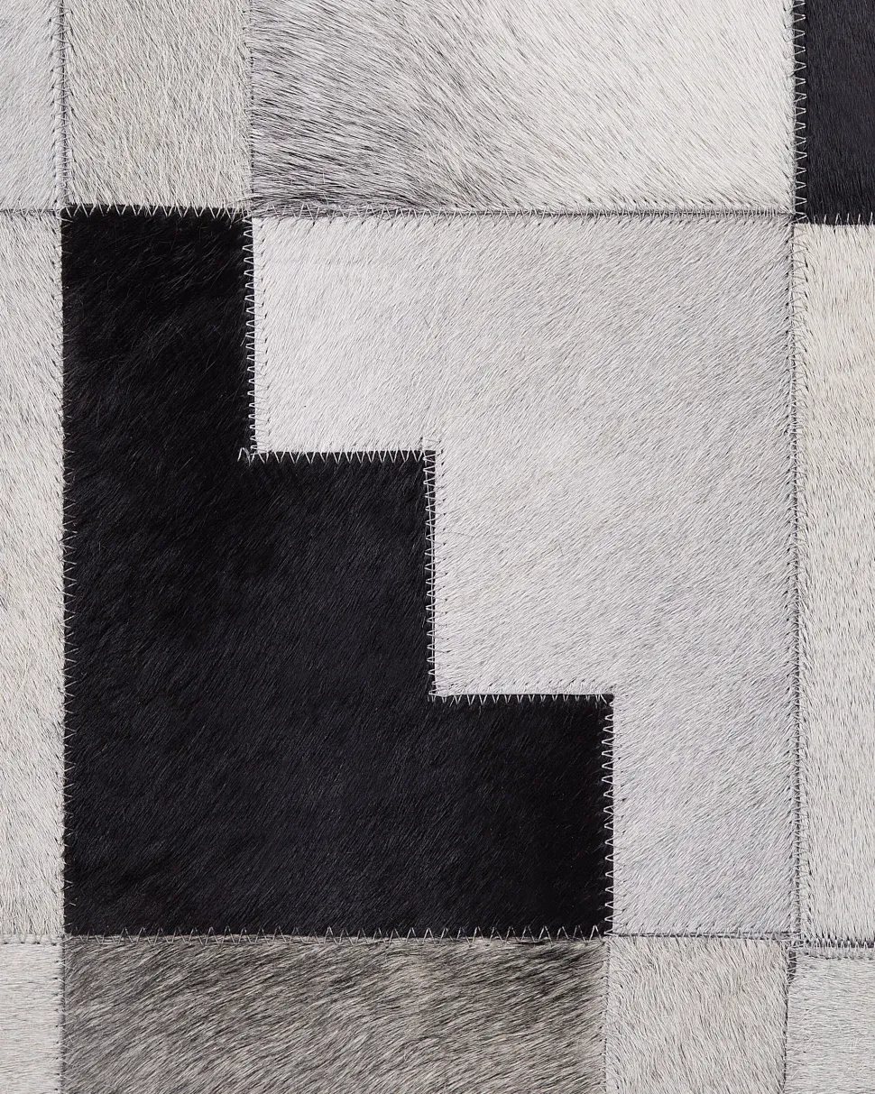 Beliani Matto Lehmannahka Musta/Harmaa 160 X 230 Cm Efirli Best