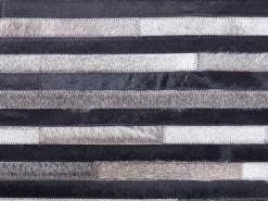 Beliani Matto Lehmannahka Musta/Harmaa 140 X 200 Cm Atalar New