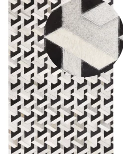 Beliani Matto Lehmannahka Musta/Harmaa 160 X 230 Cm Narman Cheap