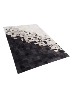 Beliani Matto Lehmannahka Musta/Valkoinen 160 X 230 Cm Kemah Sale