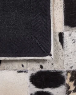 Beliani Matto Lehmannahka Musta/Valkoinen 160 X 230 Cm Kemah Sale