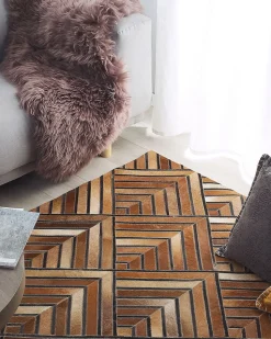 Beliani Matto Lehmannahka Ruskea 140 X 230 Cm Tekir Best Sale