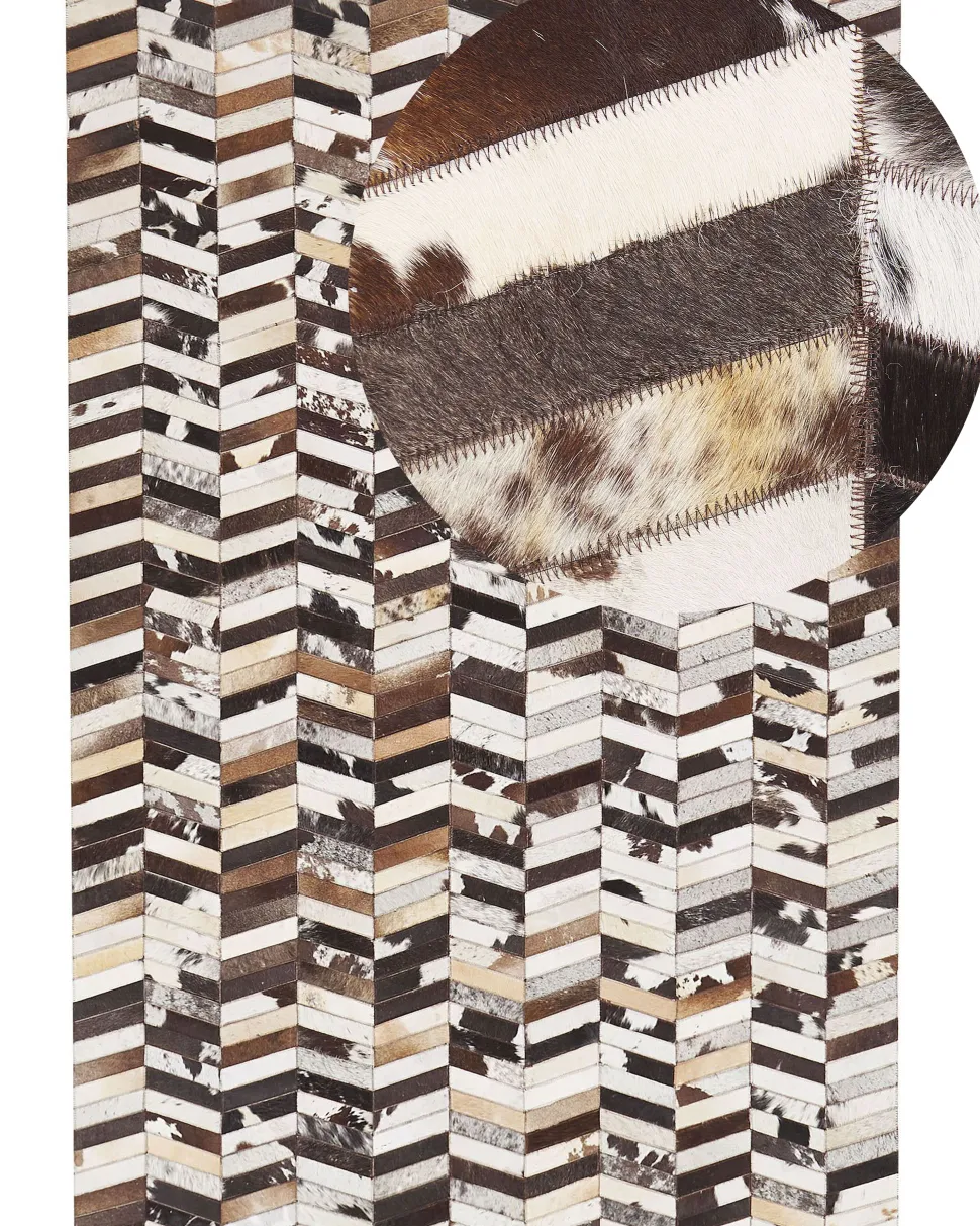 Beliani Matto Lehmannahka Ruskea/Valkoinen 160 X 230 Cm Akyele Clearance