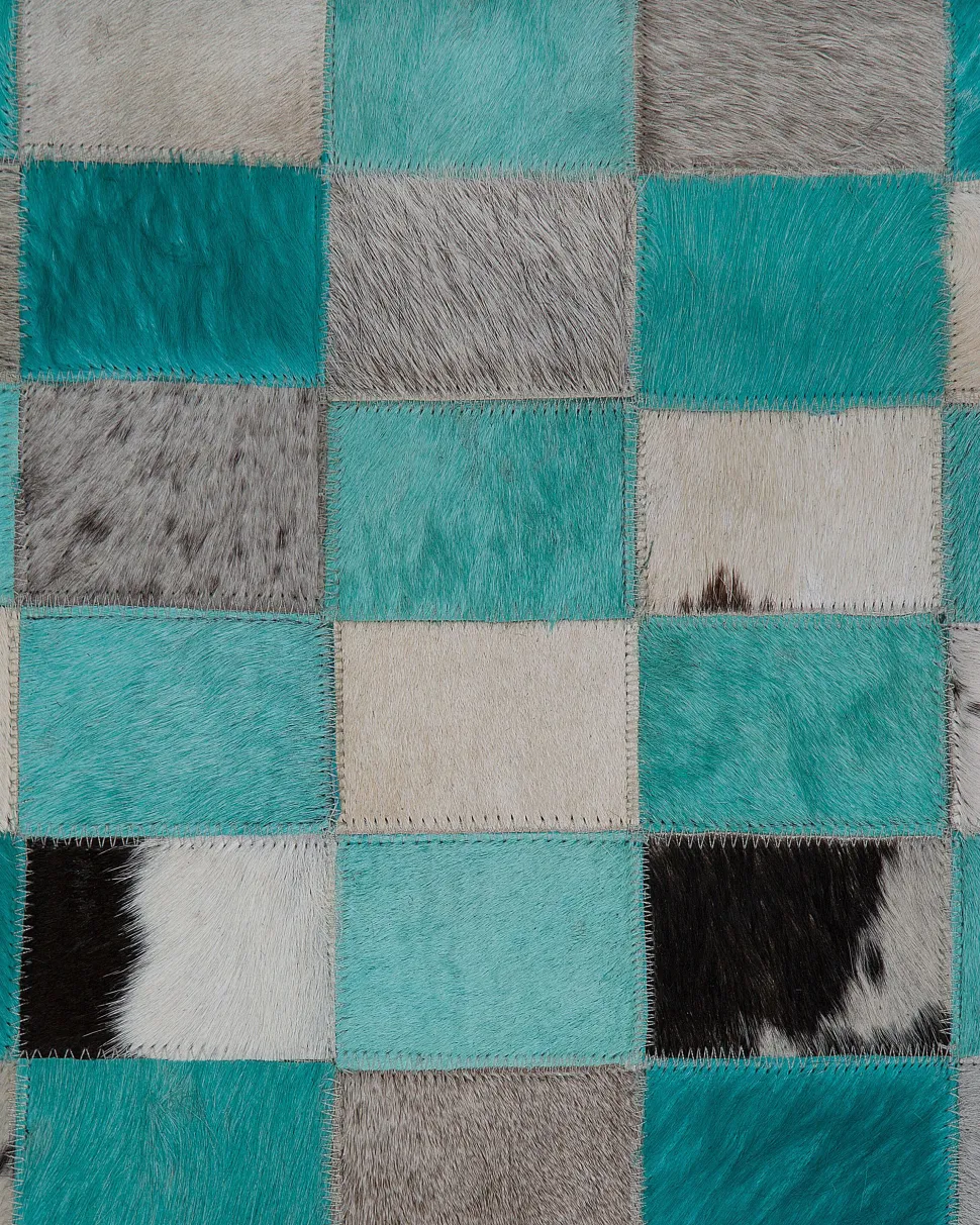 Beliani Matto Lehmannahka Turkoosi/Harmaa 160 X 230 Cm Nikfer Cheap