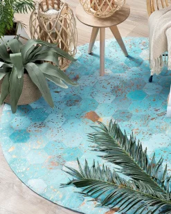 Beliani Matto Lehmannahka Turkoosi 140 Cm Zeytin Best