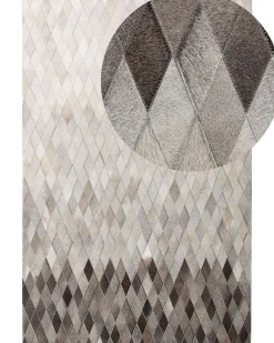 Beliani Matto Lehmannahka Valkoinen/Harmaa 160 X 230 Cm Maldan Shop