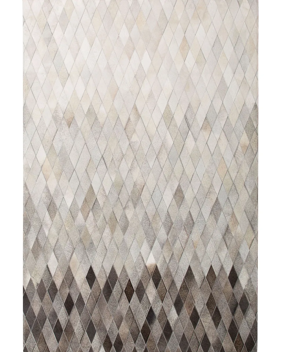 Beliani Matto Lehmannahka Valkoinen/Harmaa 160 X 230 Cm Maldan Shop