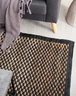 Beliani Matto Nahka Musta/Beige 140 X 200 Cm Gerce New