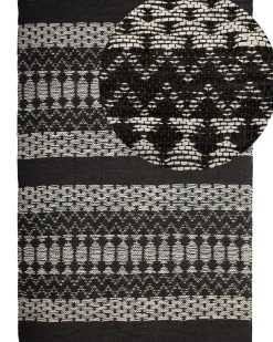 Beliani Matto Nahka Musta/Beige 140 X 200 Cm Sokun Cheap