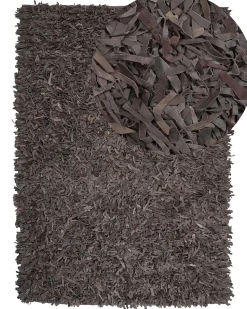 Beliani Matto Nahka Tummanruskea 160 X 230 Cm Mut Outlet