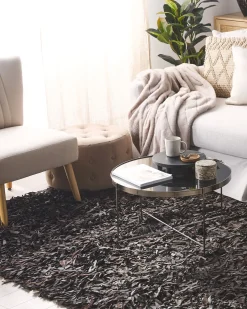 Beliani Matto Nahka Tummanruskea 160 X 230 Cm Mut Outlet