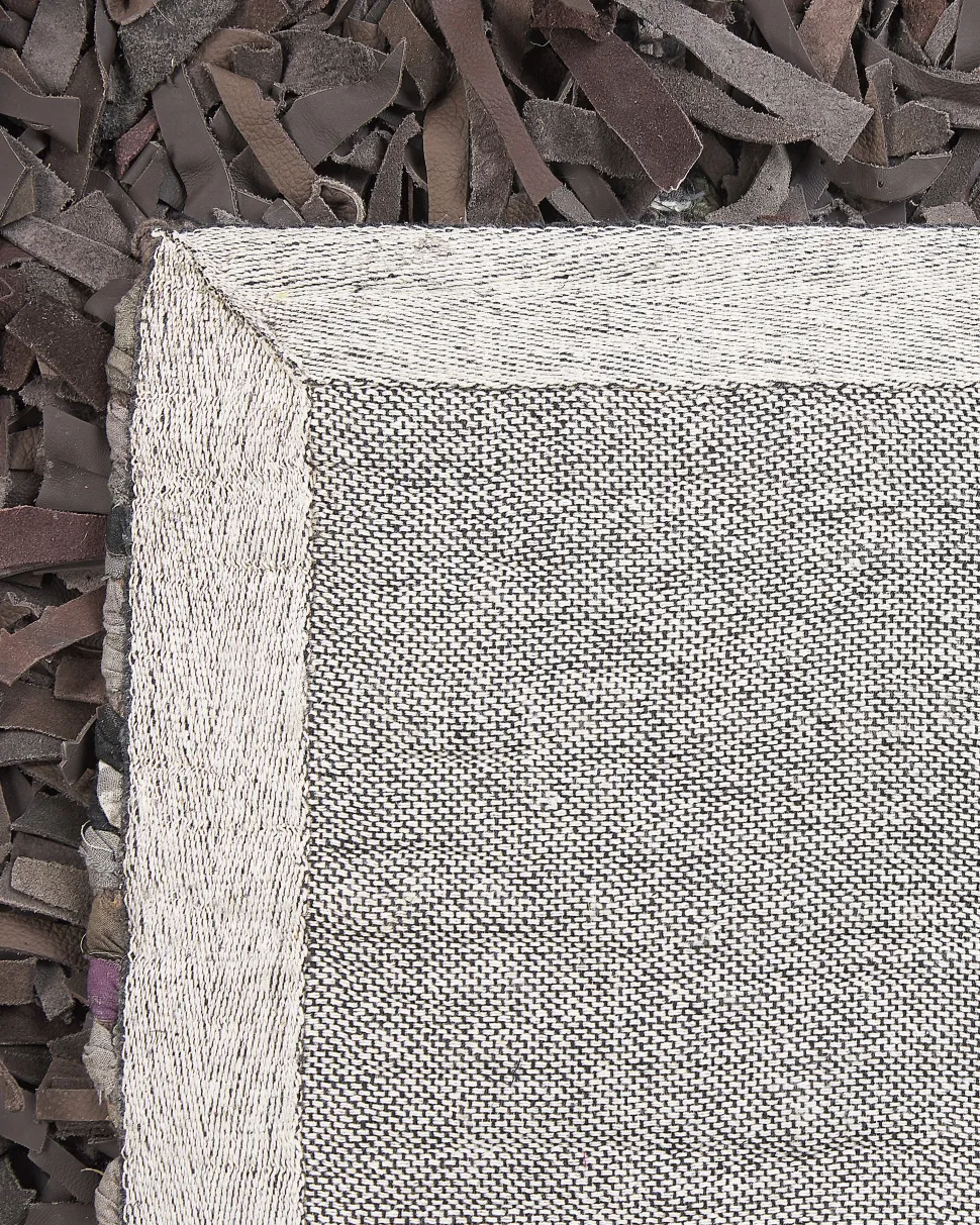 Beliani Matto Nahka Tummanruskea 160 X 230 Cm Mut Outlet