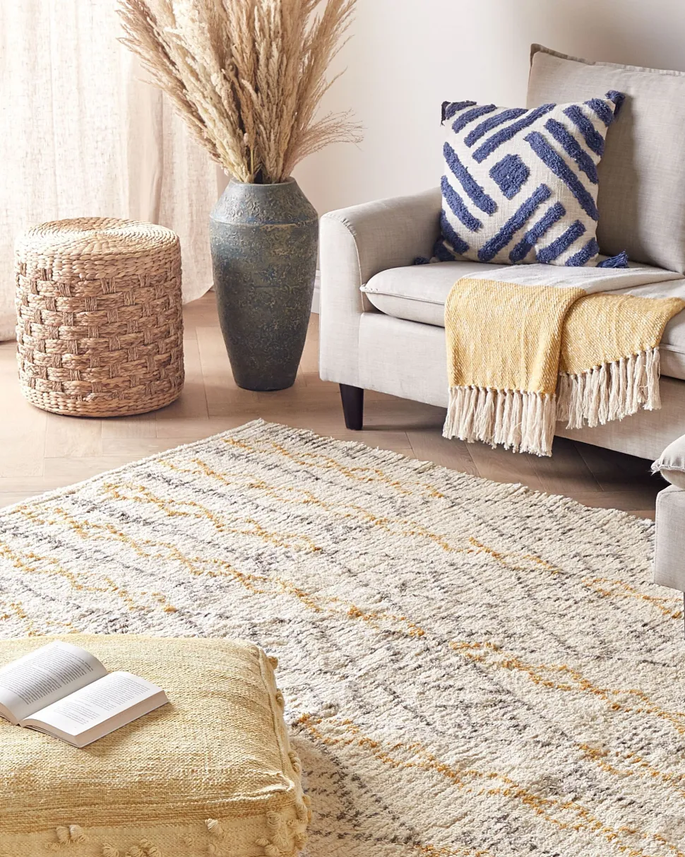 Beliani Matto Puuvilla Beige/Keltainen 160 X 230 Cm Kadapa Online