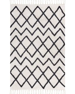 Beliani Matto Puuvilla Beige/Musta 160 X 230 Cm Eldes Sale