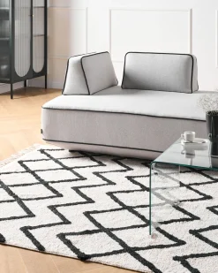 Beliani Matto Puuvilla Beige/Musta 160 X 230 Cm Eldes Sale