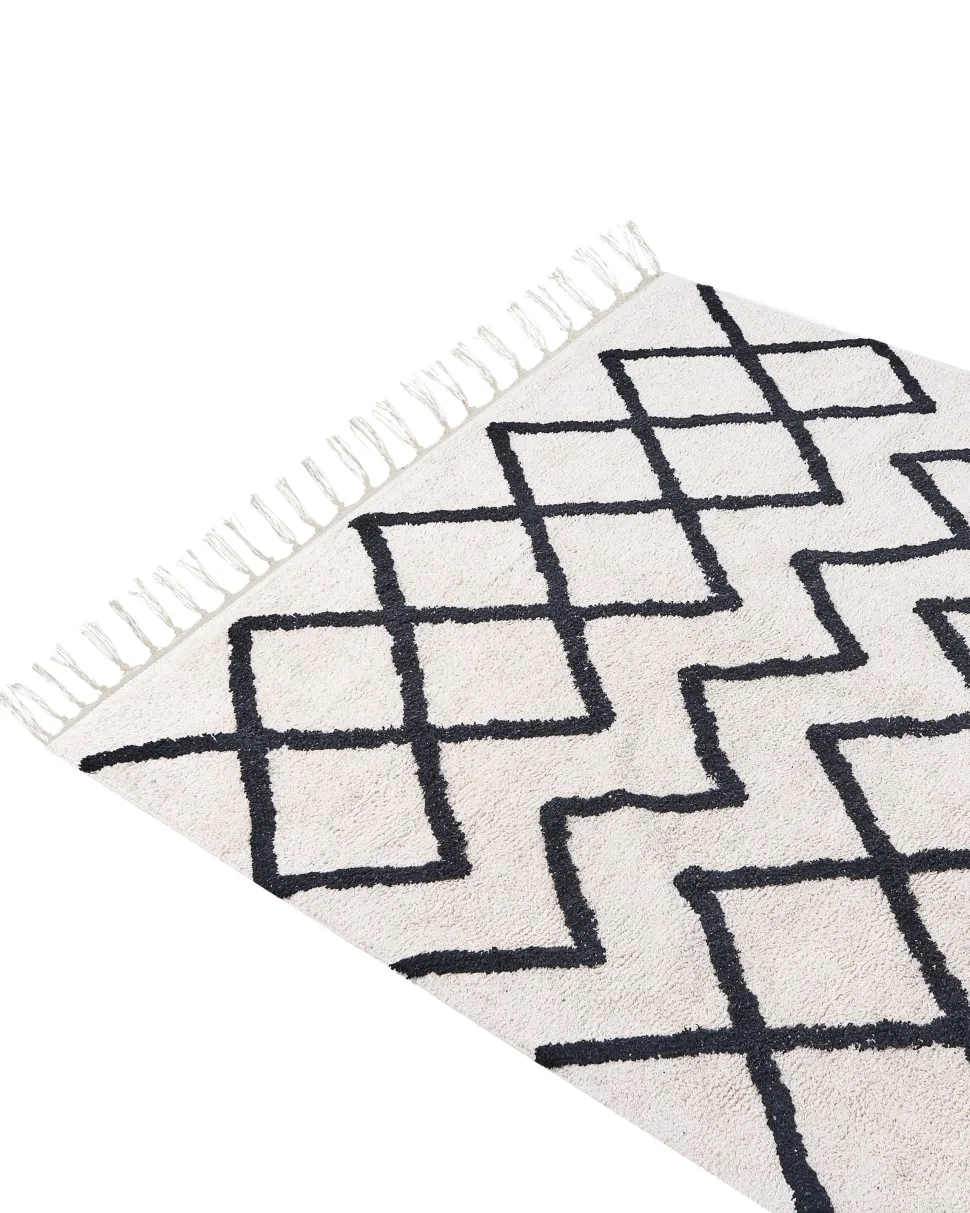 Beliani Matto Puuvilla Beige/Musta 160 X 230 Cm Eldes Sale