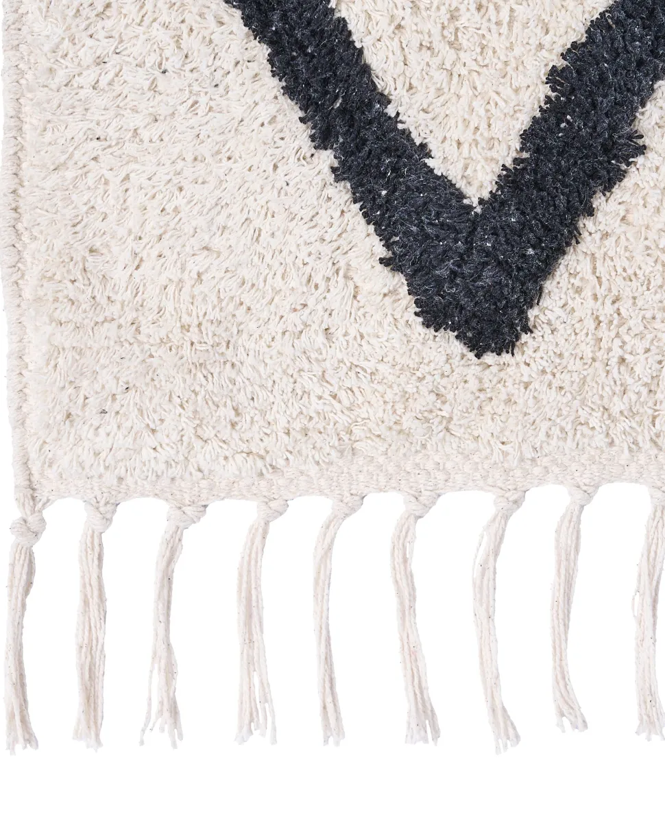 Beliani Matto Puuvilla Beige/Musta 160 X 230 Cm Eldes Sale