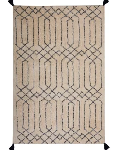 Beliani Matto Puuvilla Beige/Musta 160 X 230 Cm Maltepe Clearance