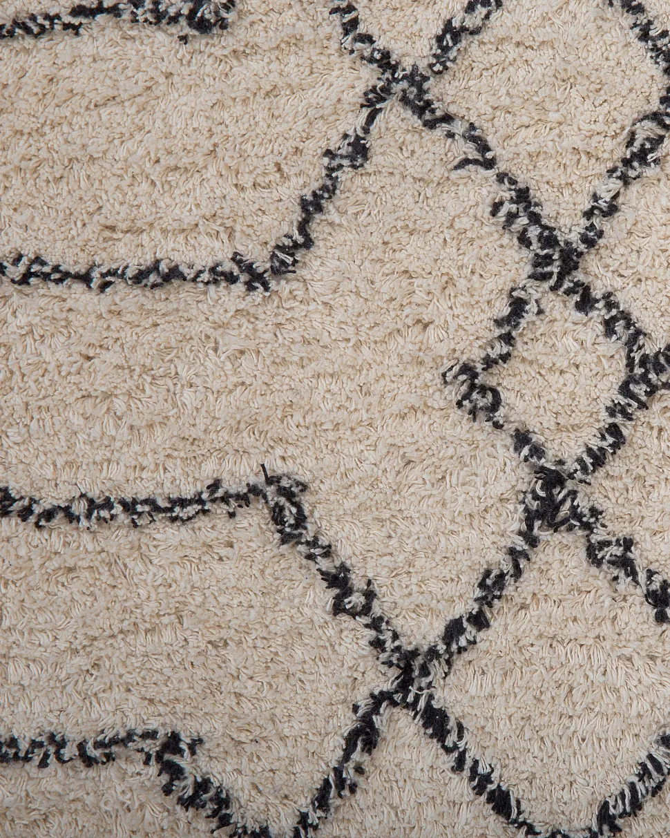 Beliani Matto Puuvilla Beige/Musta 160 X 230 Cm Maltepe Clearance