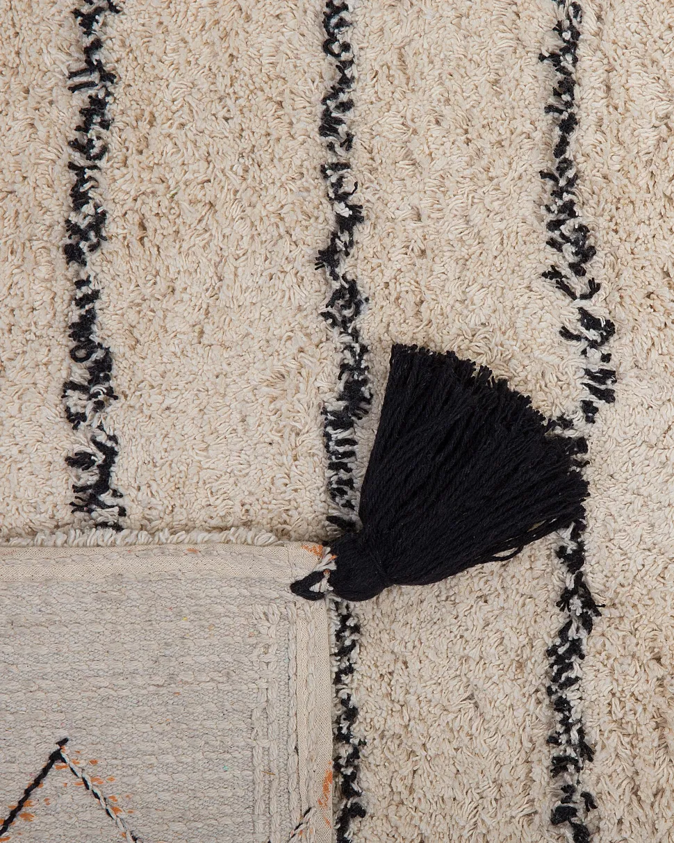 Beliani Matto Puuvilla Beige/Musta 160 X 230 Cm Maltepe Clearance