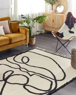 Beliani Matto Puuvilla Beige/Musta 160 X 230 Cm Konur Flash Sale