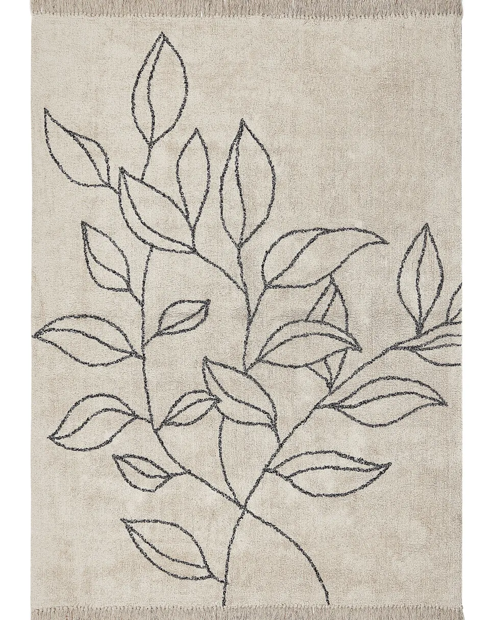 Beliani Matto Puuvilla Beige/Musta 160 X 230 Cm Sazli Cheap