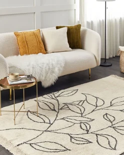 Beliani Matto Puuvilla Beige/Musta 160 X 230 Cm Sazli Cheap