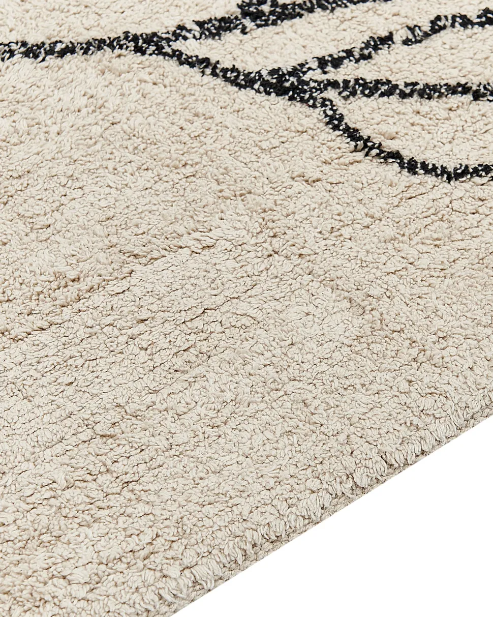 Beliani Matto Puuvilla Beige/Musta 160 X 230 Cm Sazli Cheap