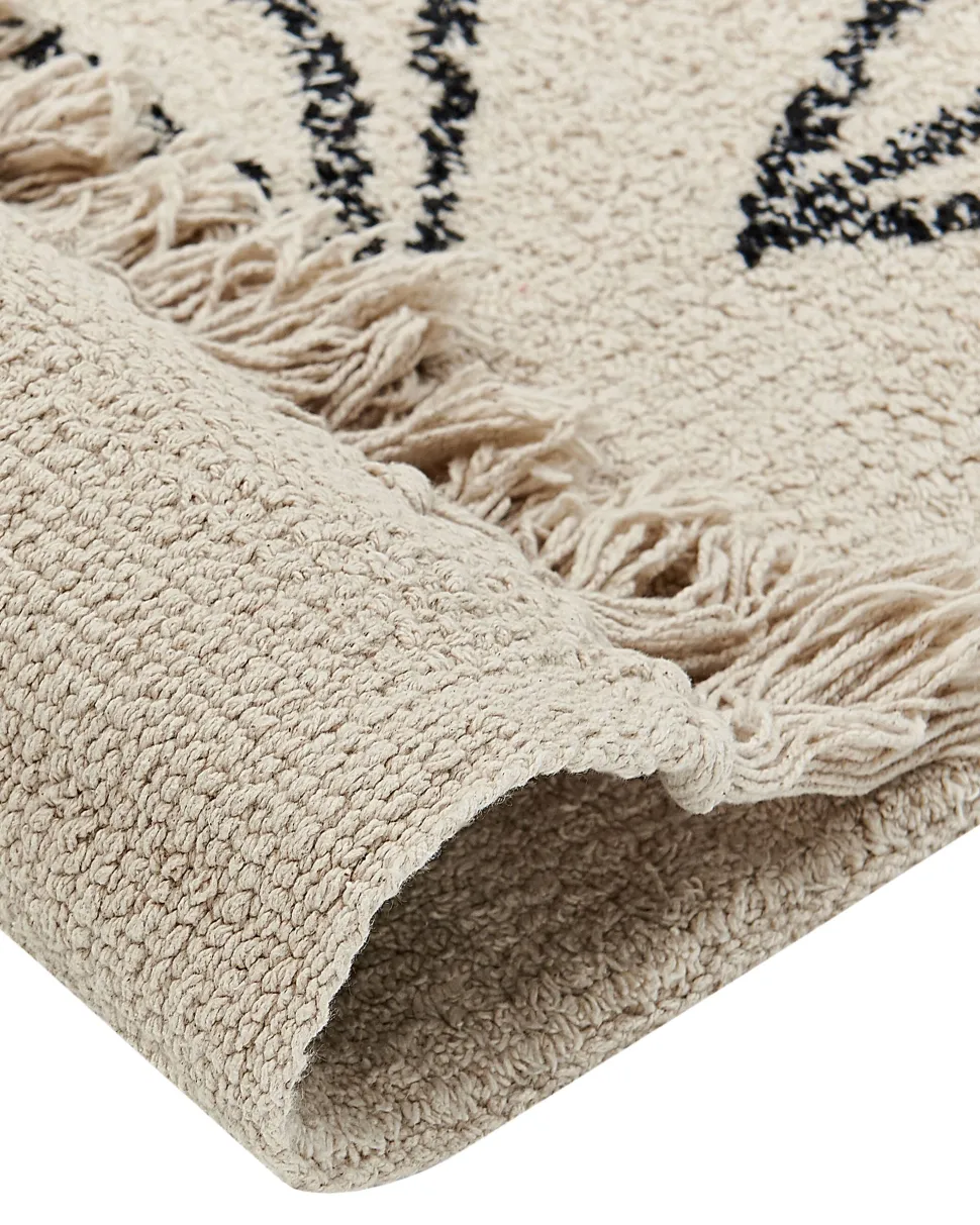 Beliani Matto Puuvilla Beige/Musta 160 X 230 Cm Sazli Cheap