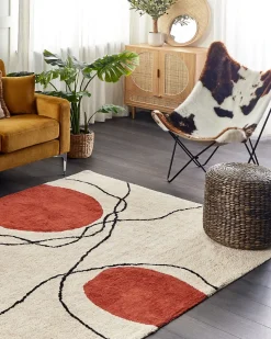 Beliani Matto Puuvilla Beige/Punainen 160 X 230 Cm Bolat Outlet