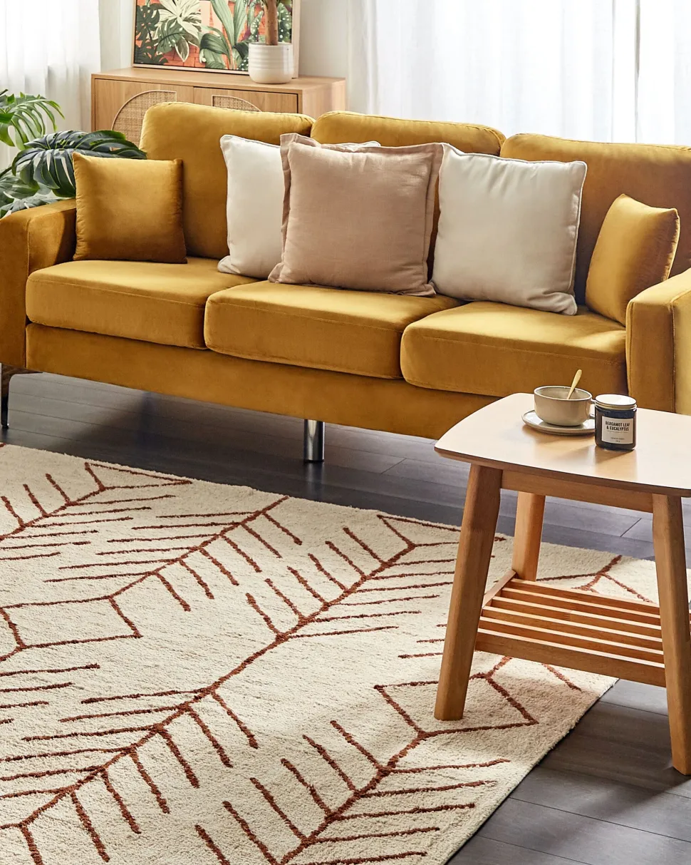 Beliani Matto Puuvilla Beige/Ruskea 200 X 200 Cm Akoren Outlet