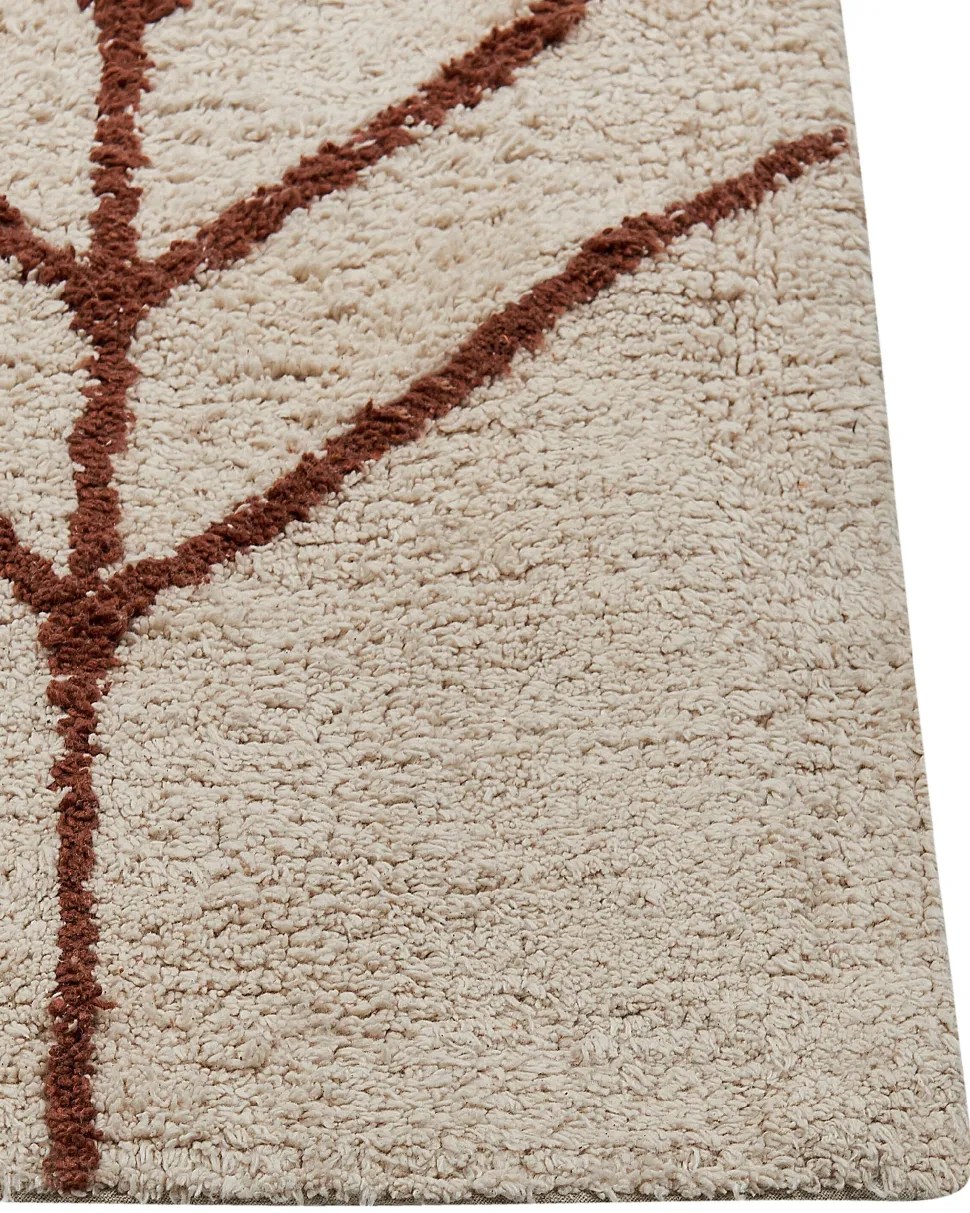 Beliani Matto Puuvilla Beige/Ruskea 200 X 200 Cm Akoren Outlet