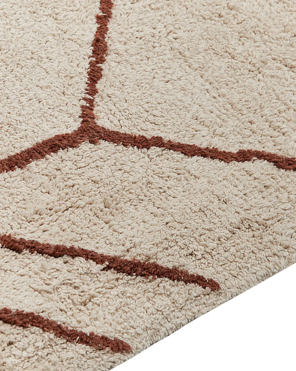 Beliani Matto Puuvilla Beige/Ruskea 200 X 200 Cm Akoren Outlet