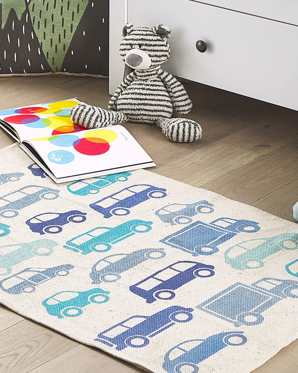 Beliani Matto Puuvilla Beige/Sininen 60 X 90 Cm Maduraj Online