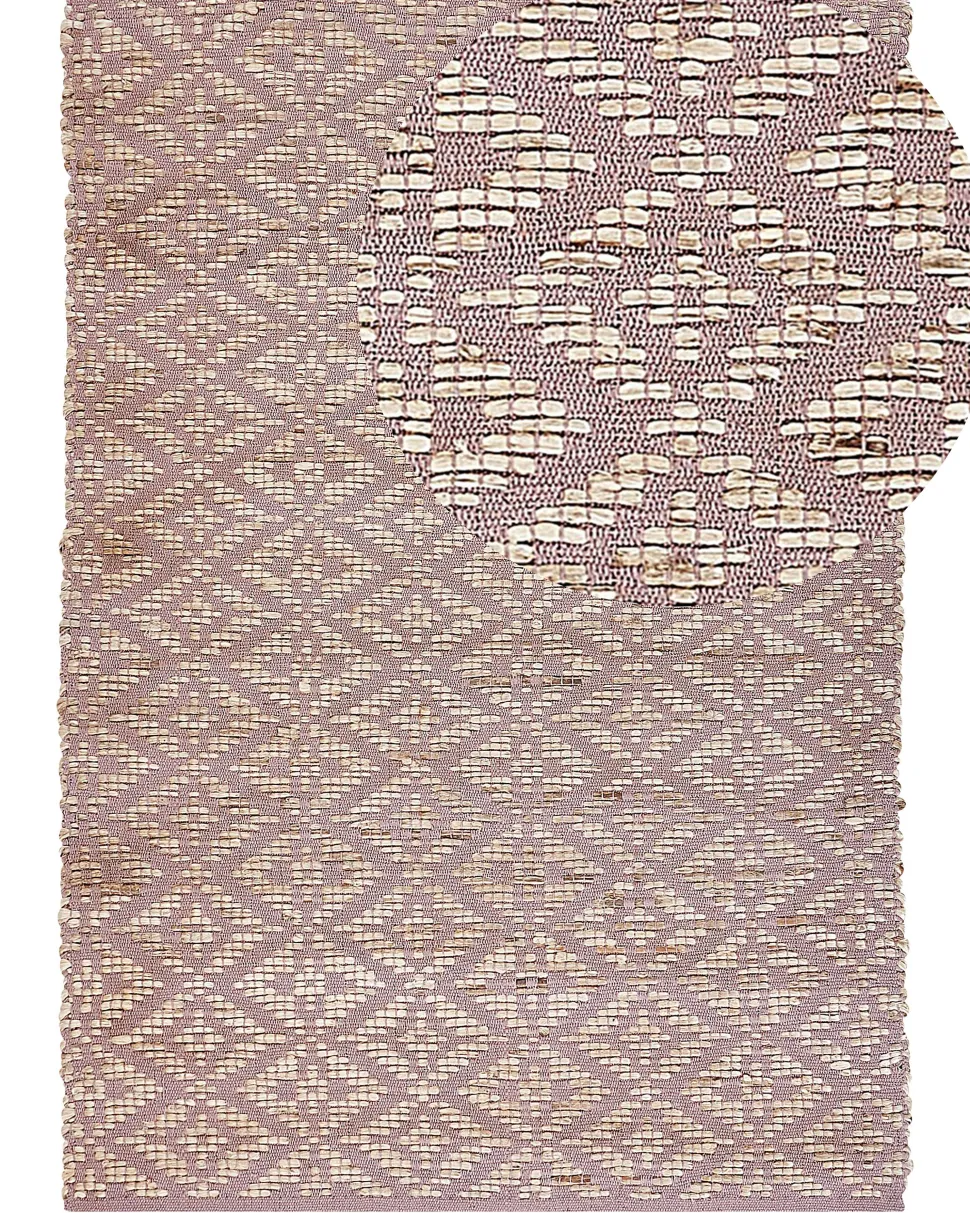 Beliani Matto Puuvilla Beige/Vaaleanpunainen 160 X 230 Cm Gerze Discount