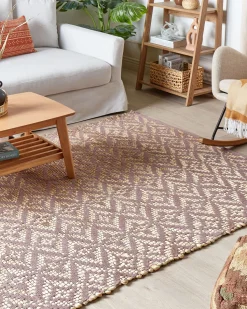 Beliani Matto Puuvilla Beige/Vaaleanpunainen 160 X 230 Cm Gerze Discount