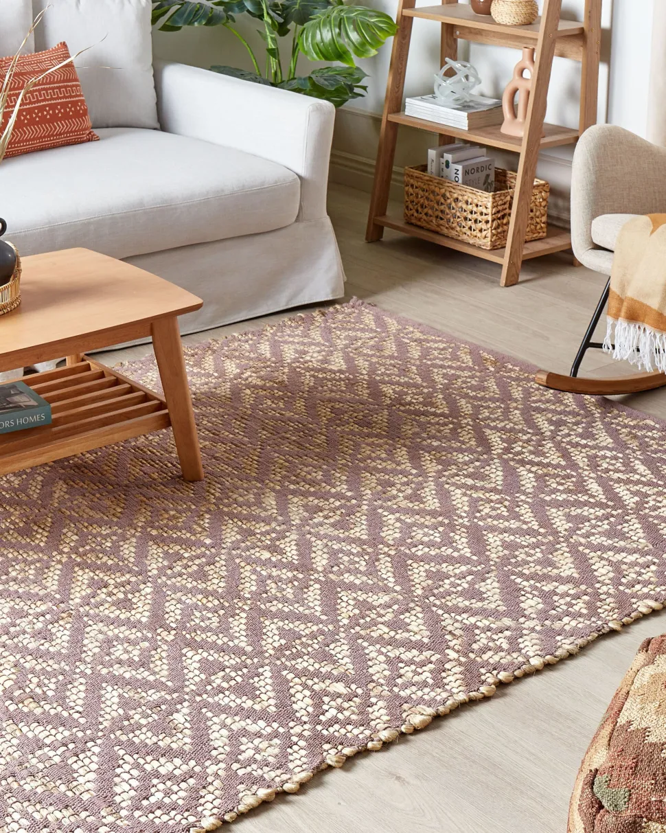 Beliani Matto Puuvilla Beige/Vaaleanpunainen 160 X 230 Cm Gerze Discount