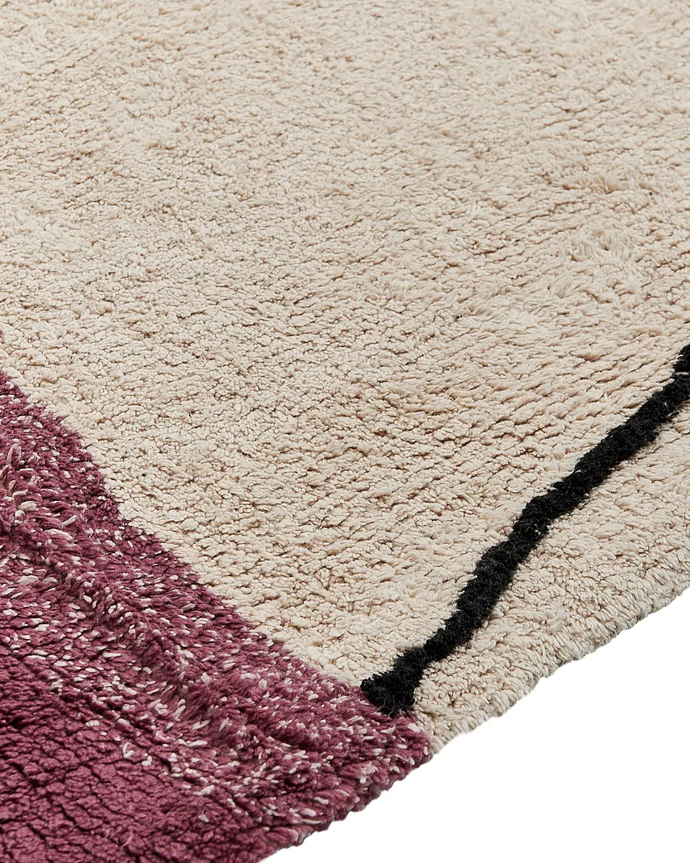 Beliani Matto Puuvilla Beige/Vaaleanpunainen 160 X 230 Cm Afsar Clearance