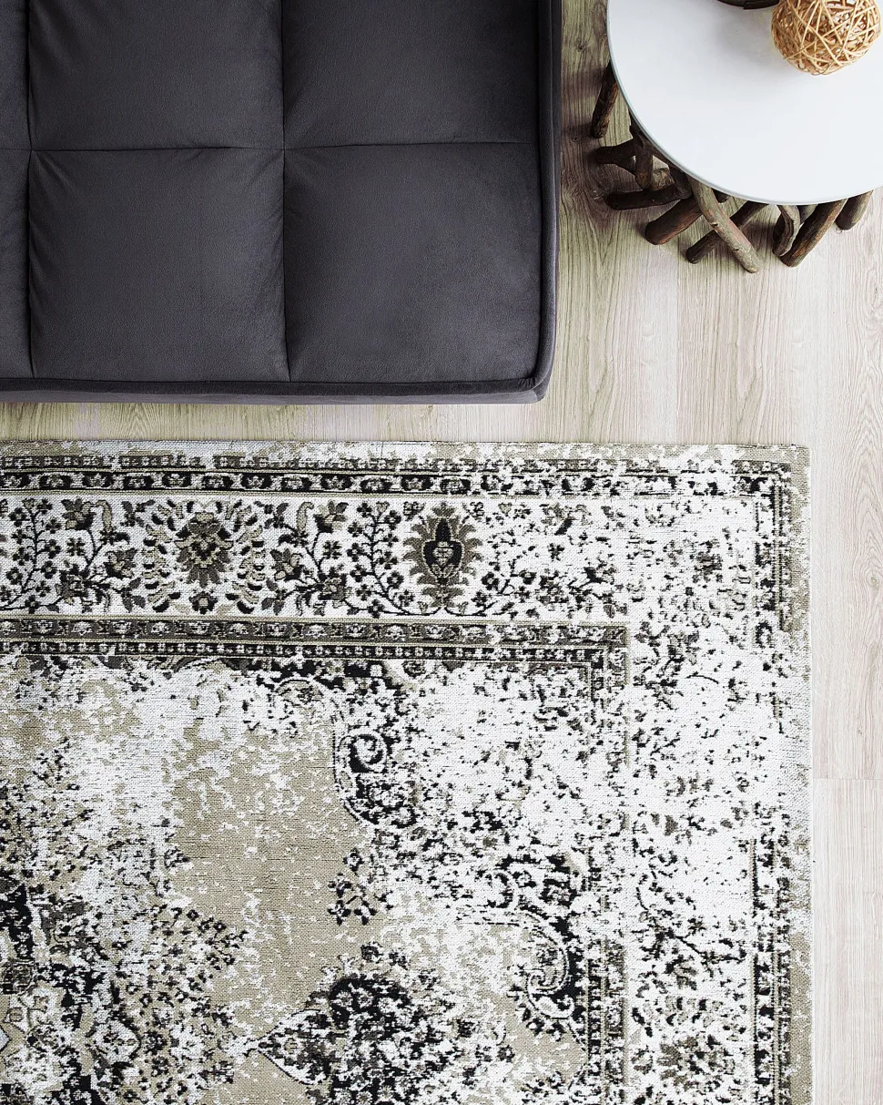 Beliani Matto Puuvilla Harmaa/Beige 140 X 200 Cm Almus New