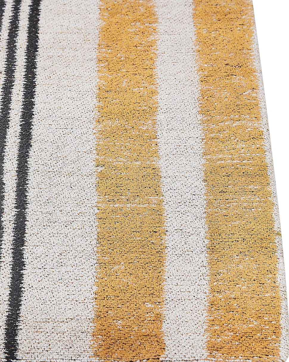 Beliani Matto Puuvilla Keltainen/Musta 140 X 200 Cm Katra Cheap