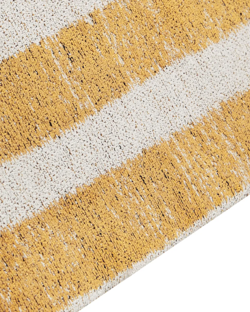 Beliani Matto Puuvilla Keltainen/Musta 140 X 200 Cm Katra Cheap