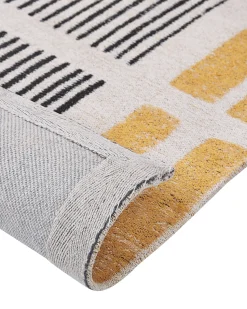 Beliani Matto Puuvilla Keltainen/Musta 140 X 200 Cm Katra Cheap