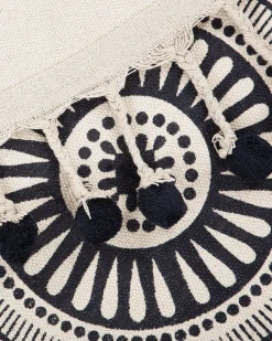 Beliani Matto Puuvilla Kermanvalkoinen/Laivastonsininen O 120 Cm Tatvan Best Sale