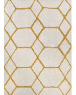 Beliani Matto Puuvilla Luonnonvalkoinen/Keltainen 160 X 230 Cm Beyler Cheap